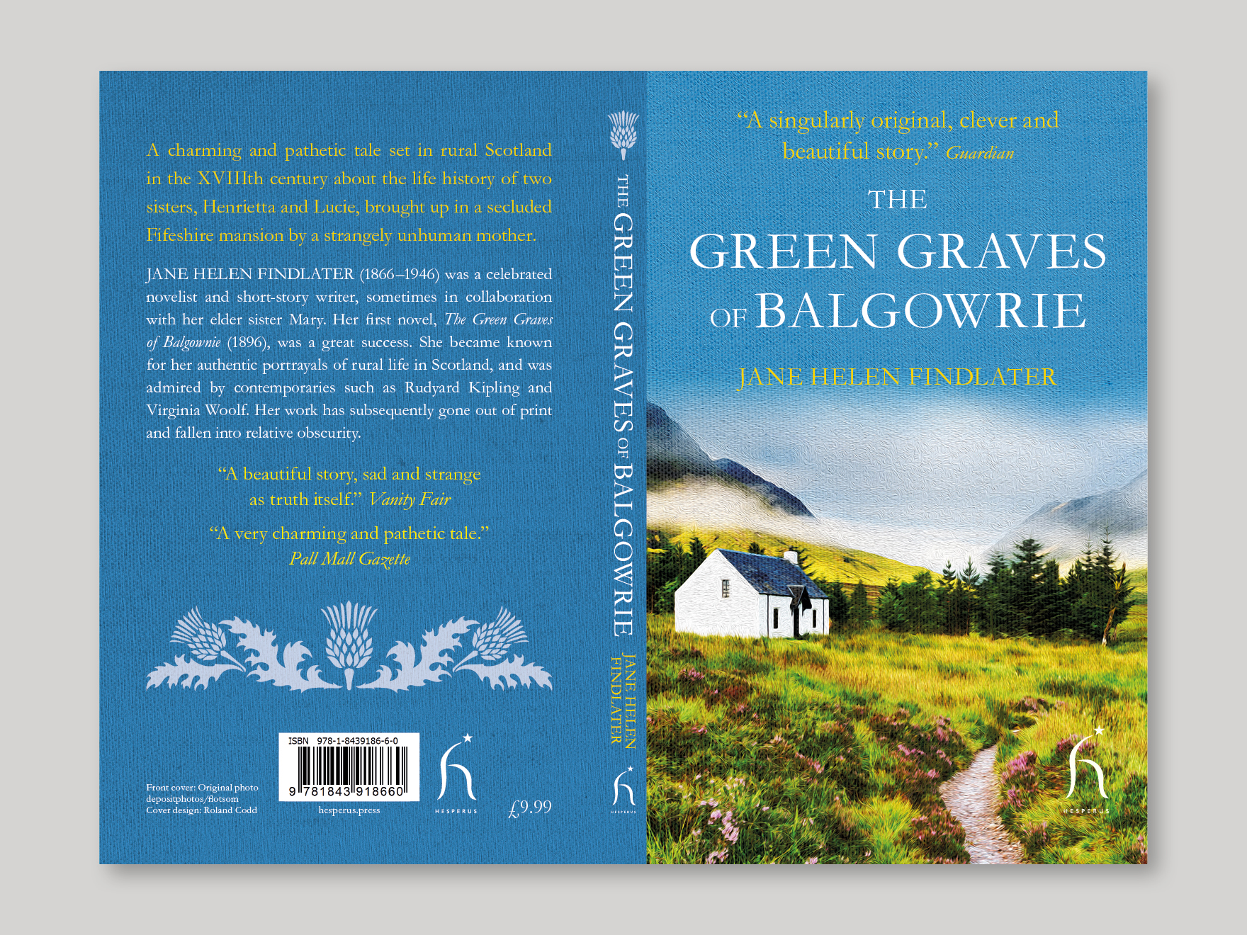 Full book cover for The Green Graves of Balgowrie, showing the front, spine and back