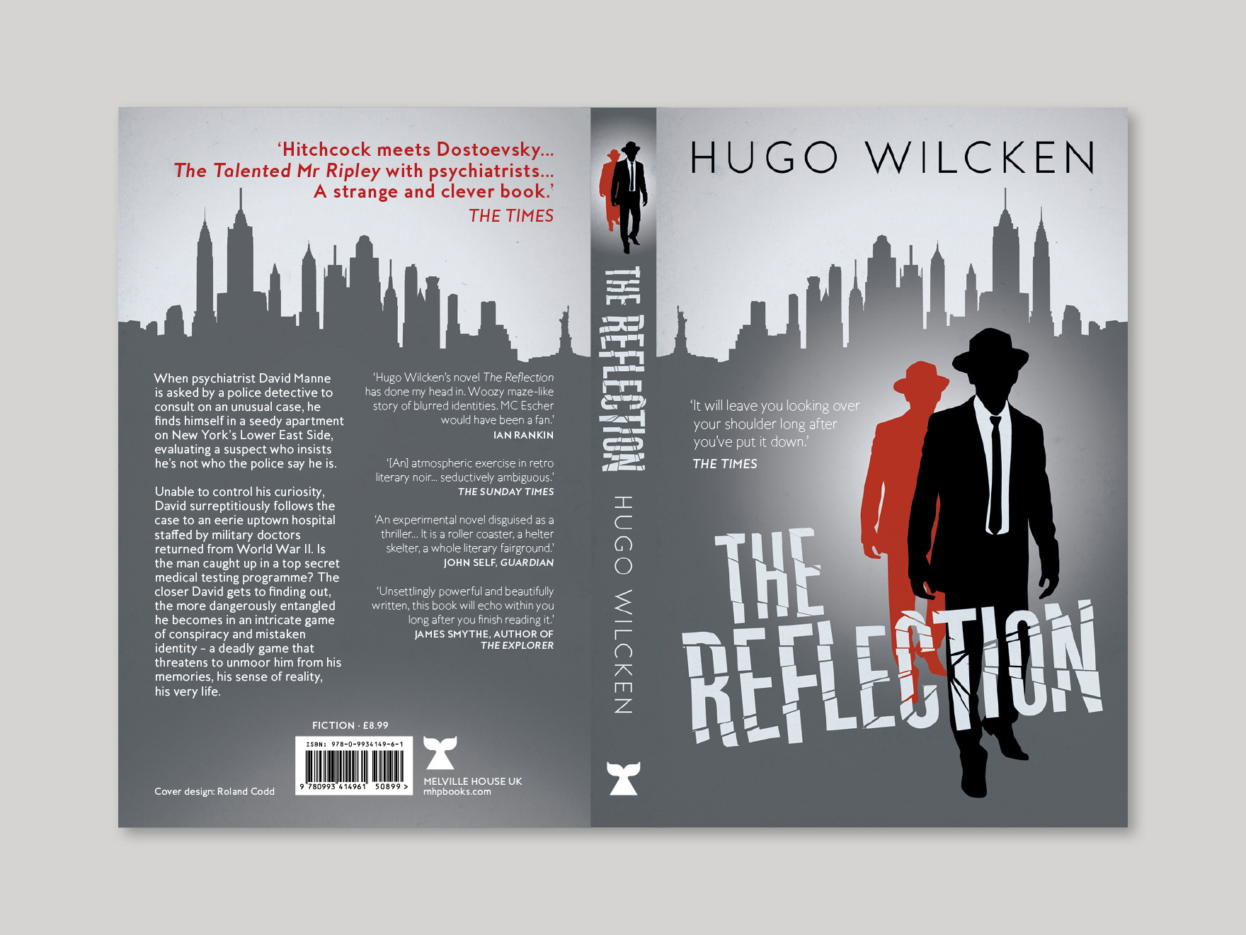 The full book cover, showing the front, spine and back, of The Reflection