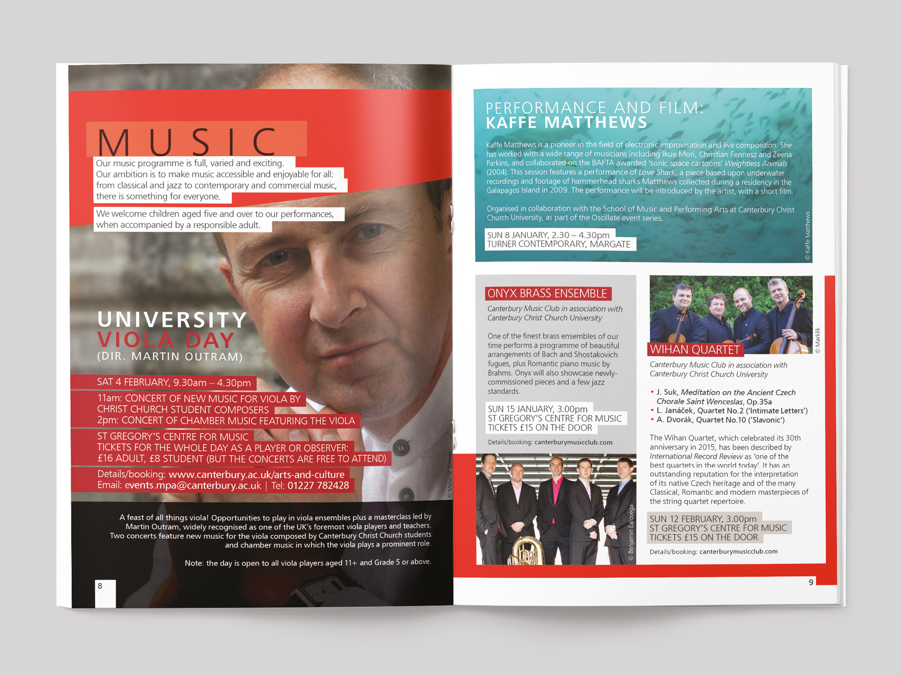 Inside pages from Arts & Culture magazine, showing the chapter opener to the music section