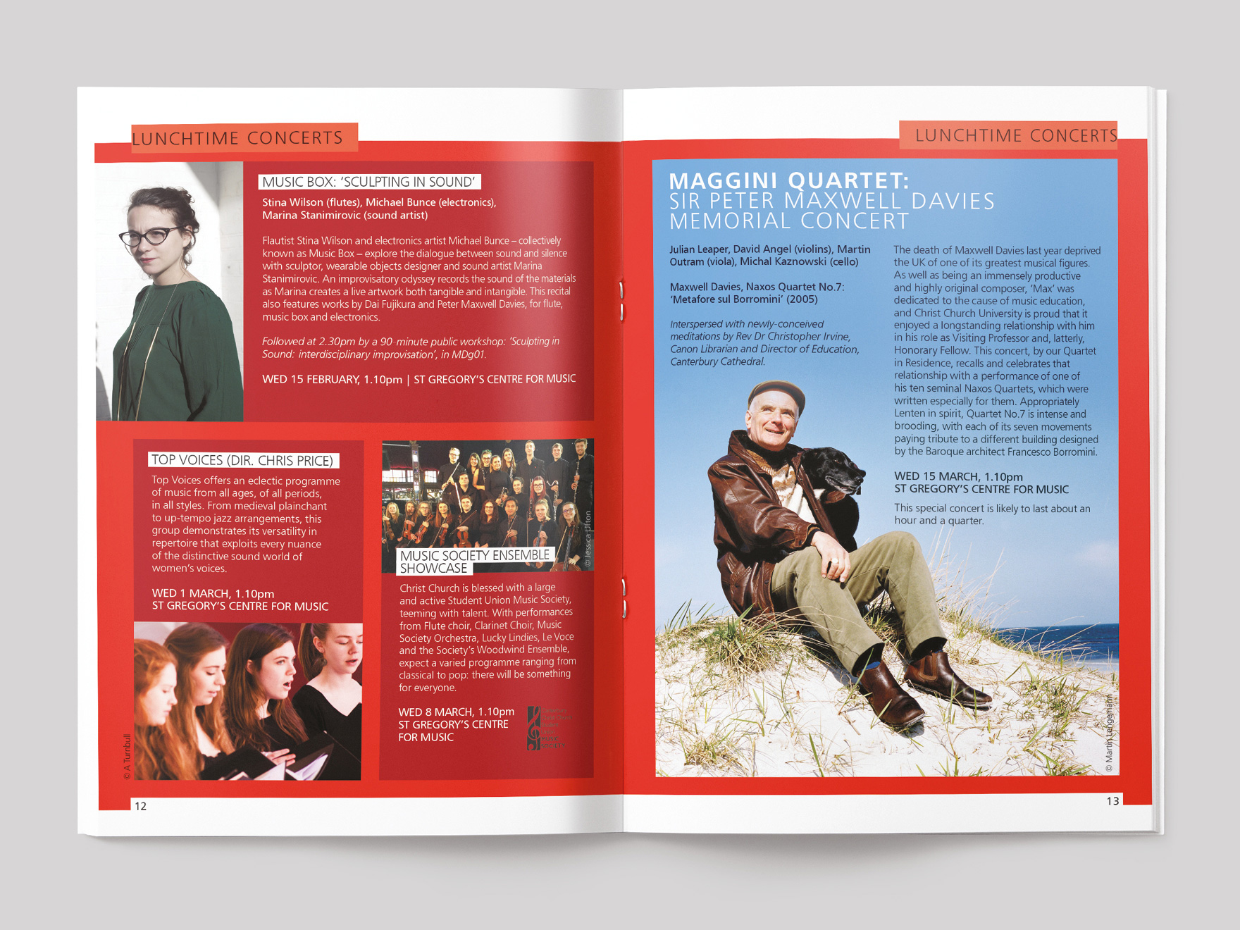 Inside pages from Arts & Culture magazine, showing the music section