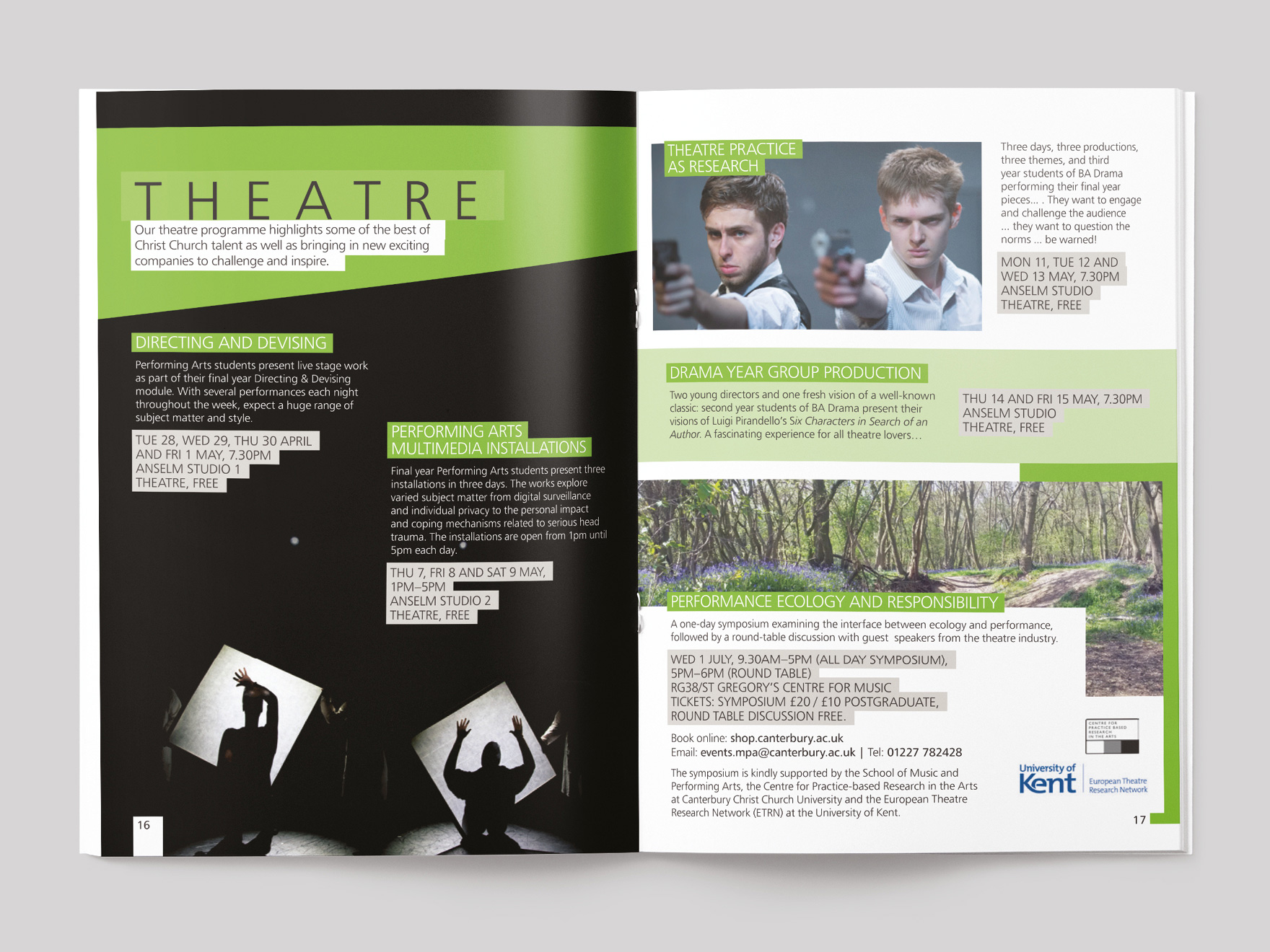 Inside pages from Arts & Culture magazine, showing the theatre section