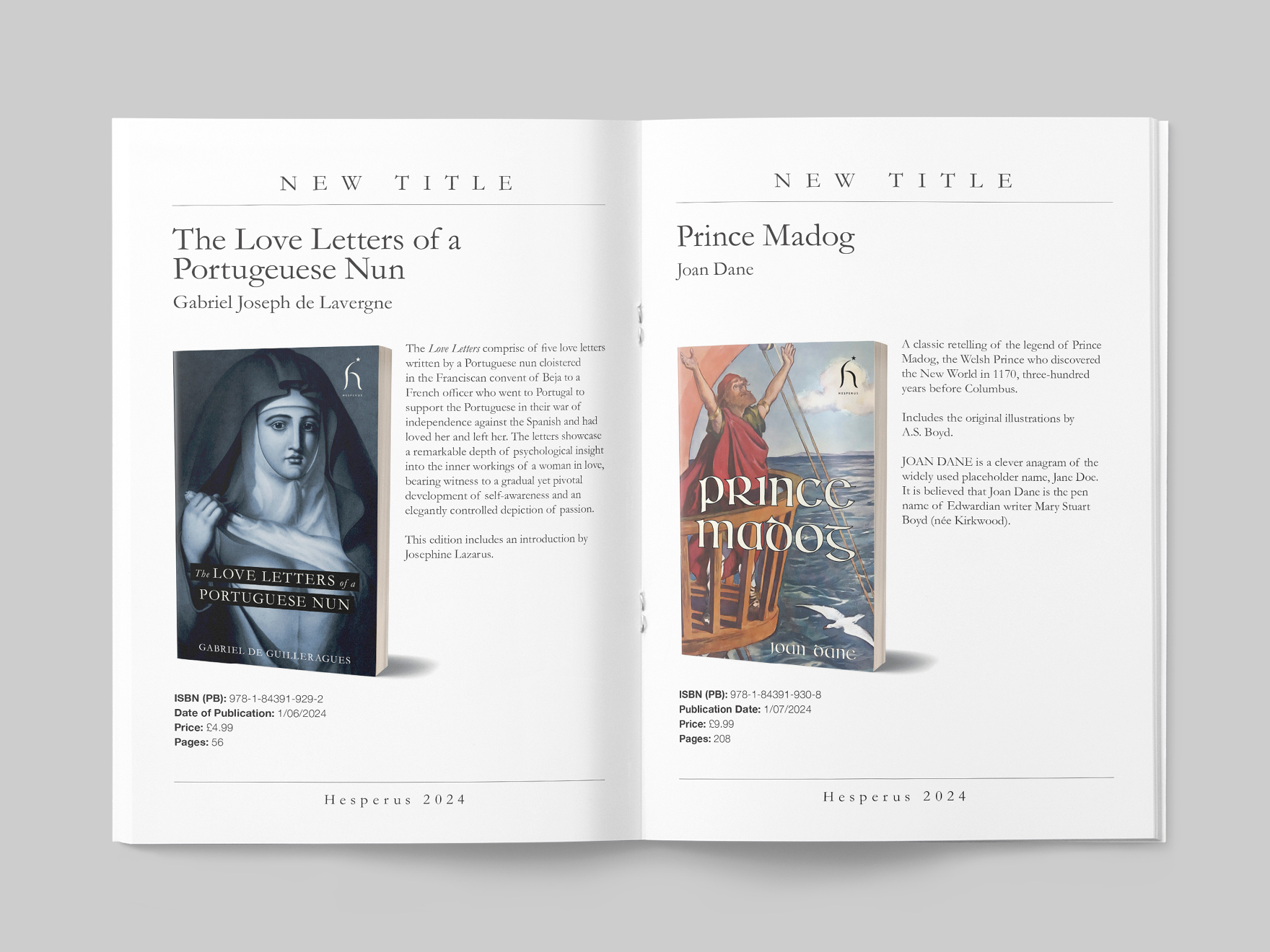 Inside pages from Hesperus Press catalogue