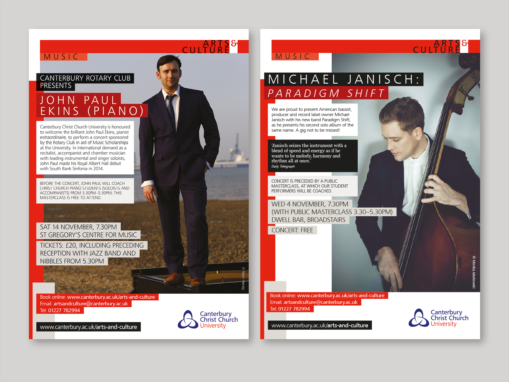 Music posters for Canterbury Christ Church University